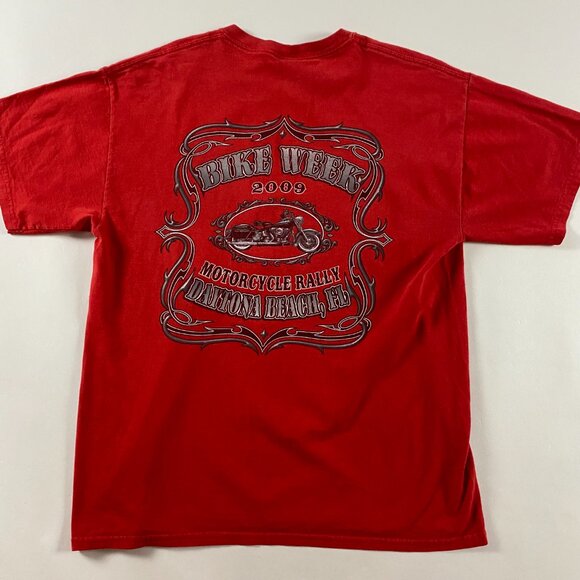 2009 Daytona Beach Bike Week T Shirt Men's Large Red Cotton Motorcycle Biker - Picture 1 of 9